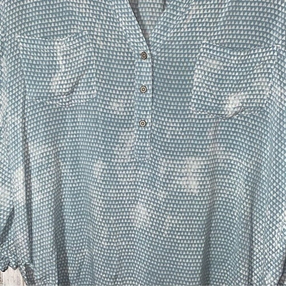 Lou & Grey Geometric Print High Low Button Down - Picture 6 of 6